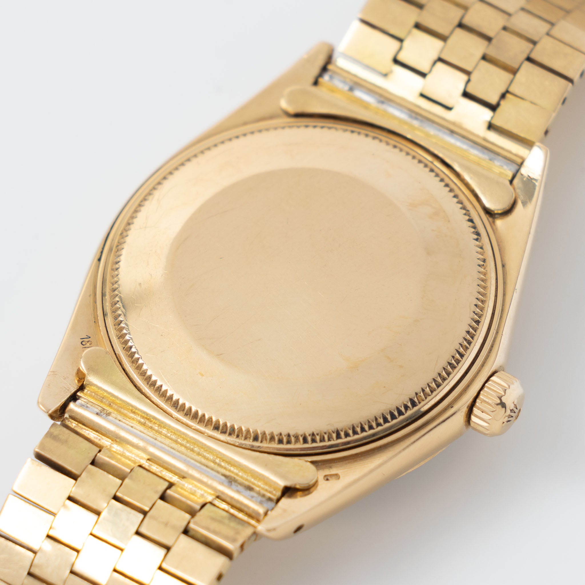 Rolex Oyster Perpetual Date grey brick dial Moreau finish with brick bracelet ref 1504 in 18 k yellow gold