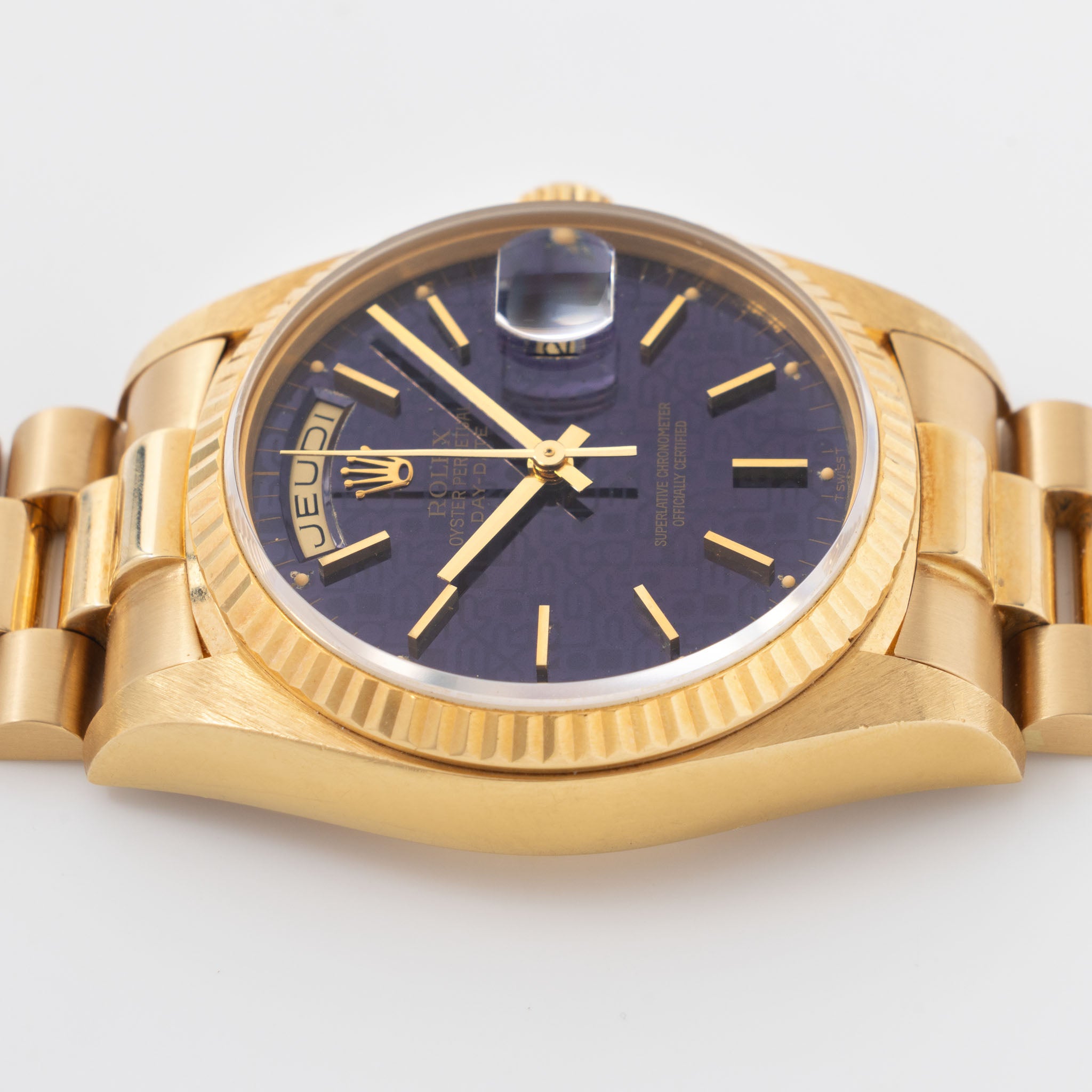 Rolex Day-Date 18038 Purple Jubilee Dial Box and Papers French Hallmarks