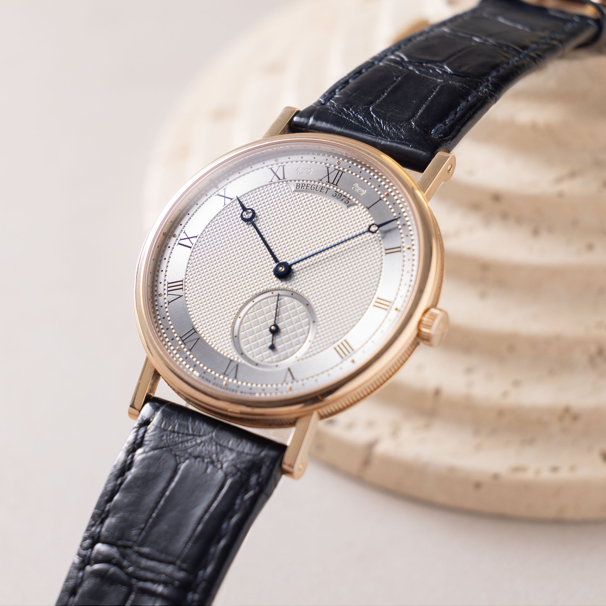 Breguet Classique 7147 Silver Guilloché Dial in 18k Rose Gold 