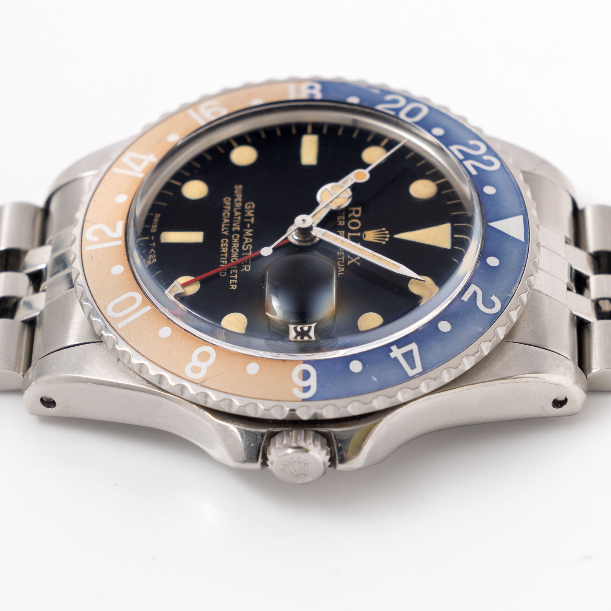 Rolex GMT-Master 1675 Pointed Crown Guard Case Gilt Dial 