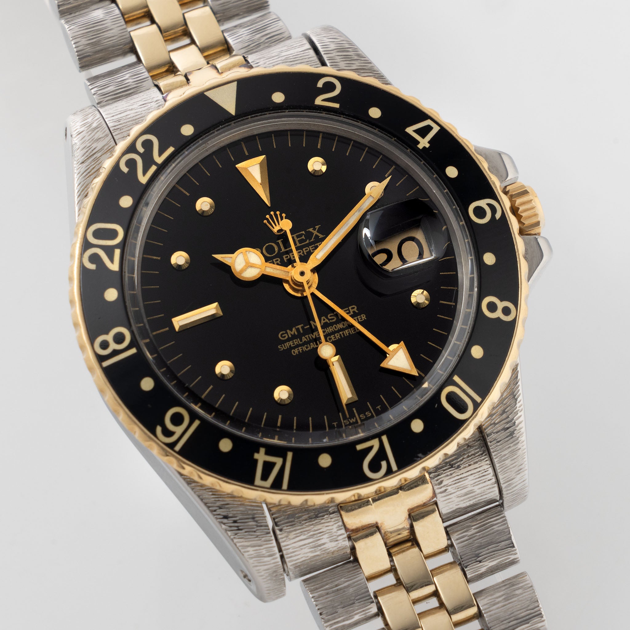 Rolex GMT-master 1675/3 Black Nipple Dial Steel and Gold "John Bull" Finish W3736