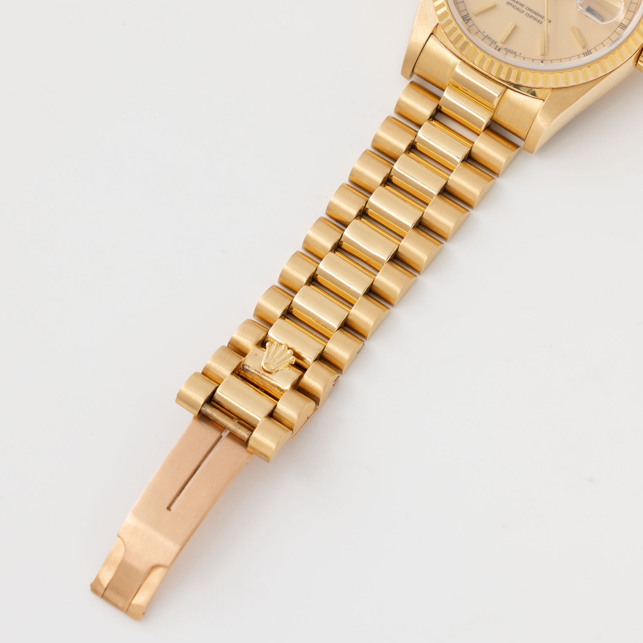 Rolex Day-Date 18238 rare Apricot Stella Dial with Original Guarantee paper in 18k yellow