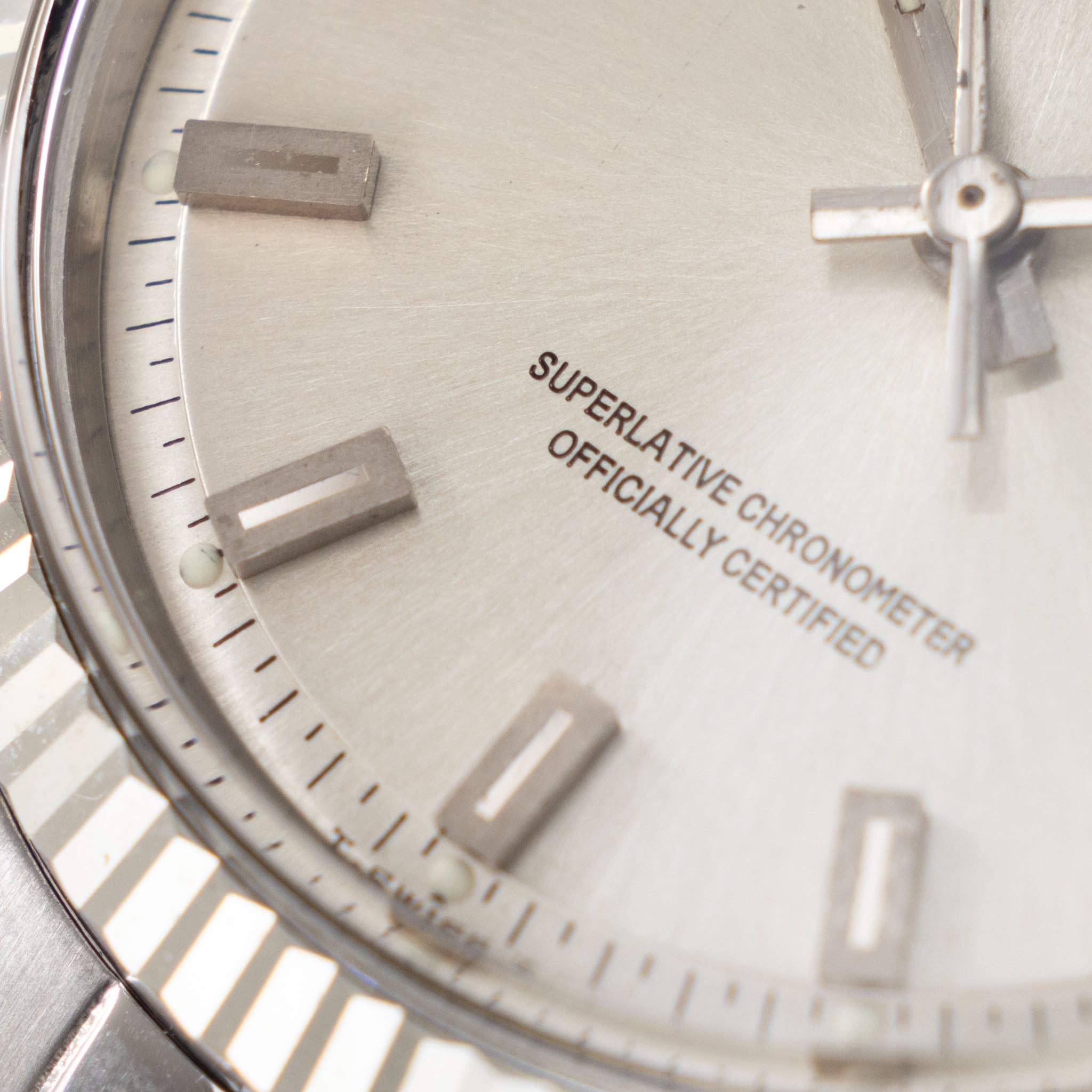 Rolex Datejust 1601 Silver Singer Block Markers Dial