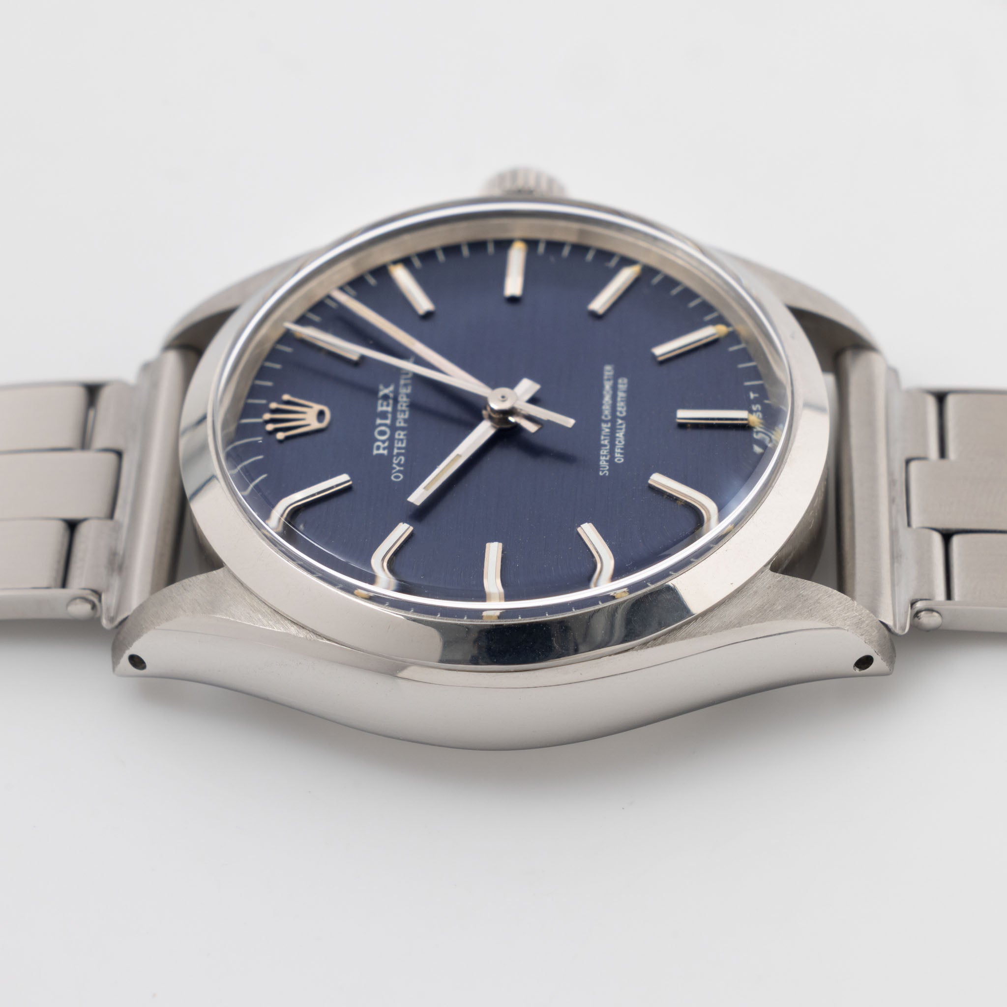 Rolex Oyster Perpetual 1002 Horizontal Brushed Blue Dial