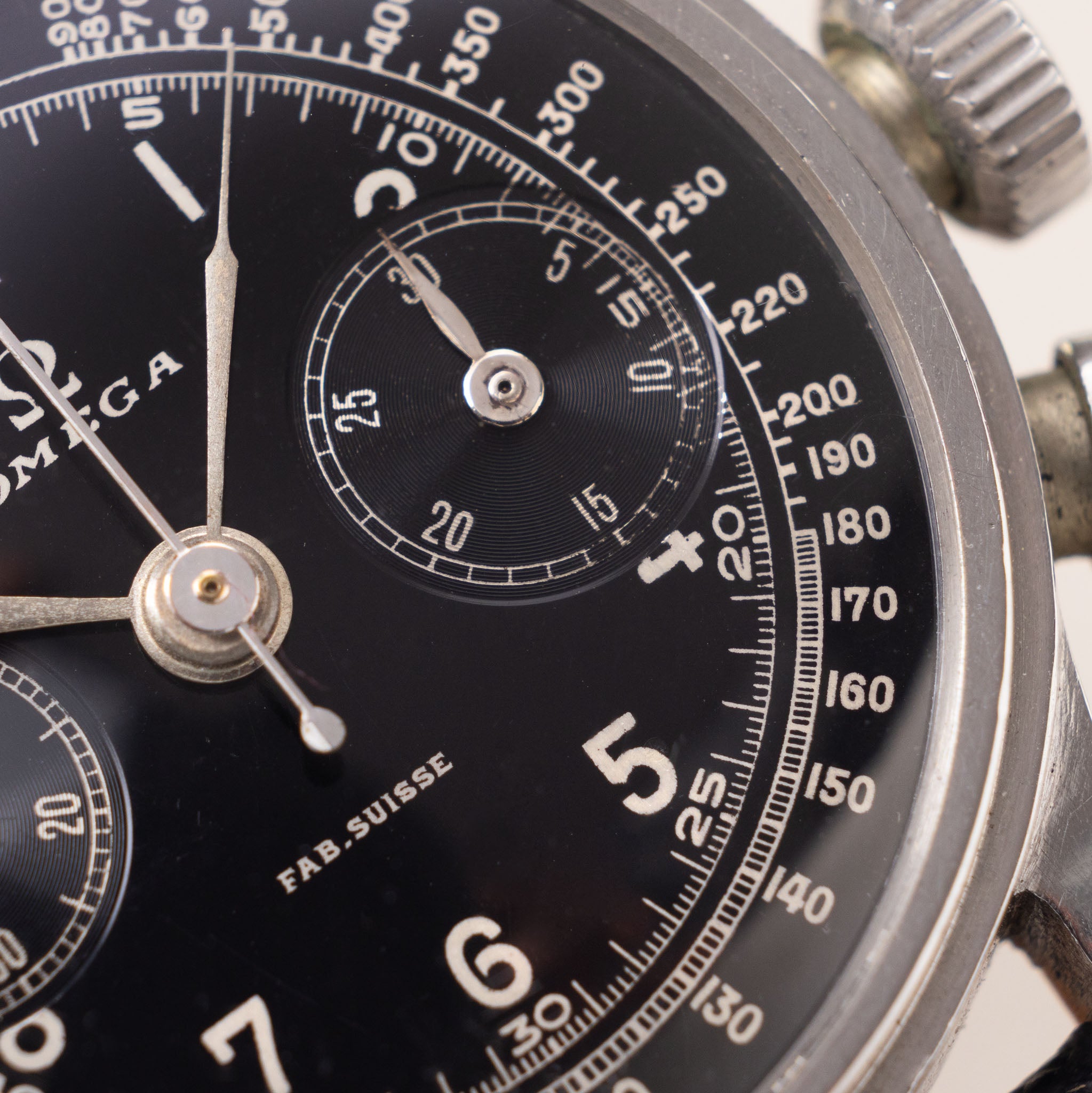 Omega Chronograph 28.9 Movement Screw-down Case Black Dial Chronograph