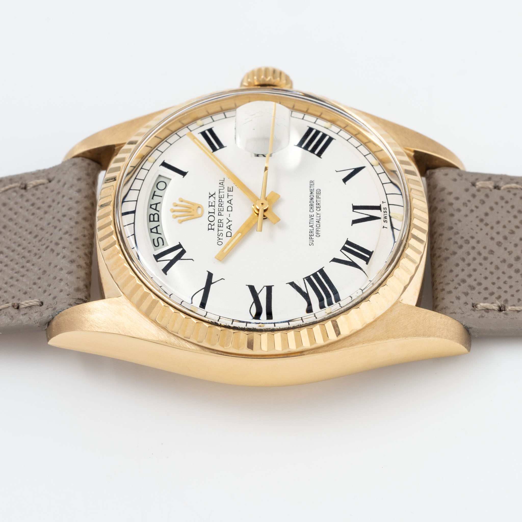Rolex Day-Date 1803 White Buckley Dial in 18k Yellow Gold