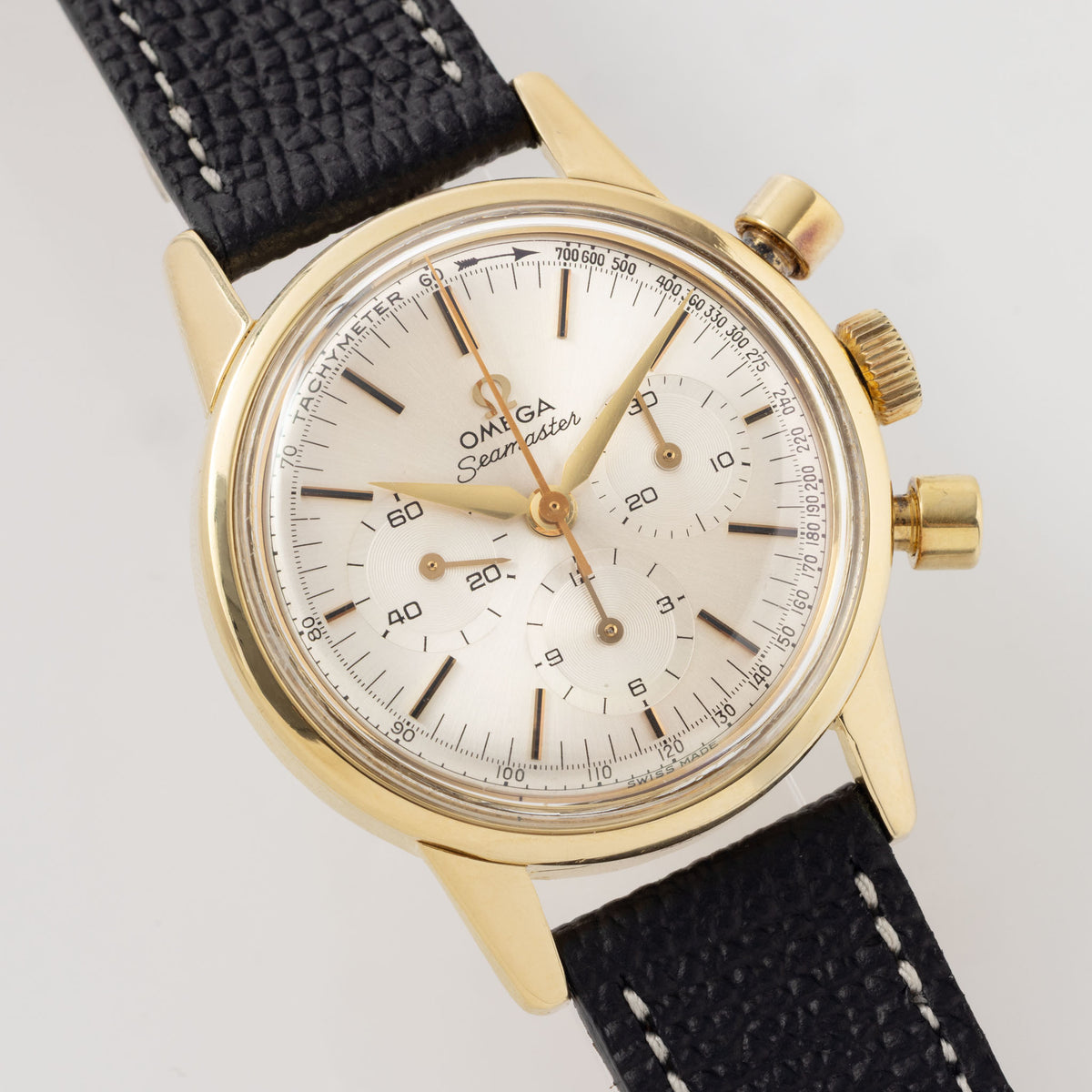 Omega Seamaster Cal.321 Chronograph Silver Dial in 18k Yellow Gold ref. 14904-62