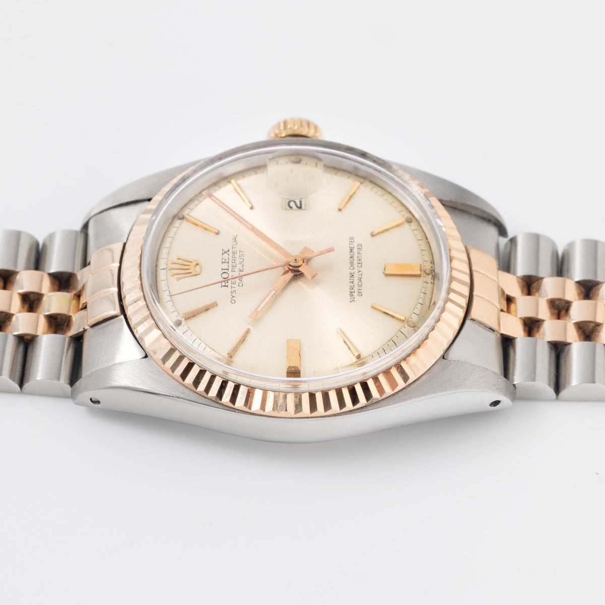 Rolex Datejust 1601 in Steel and Rose Gold Silver Dial