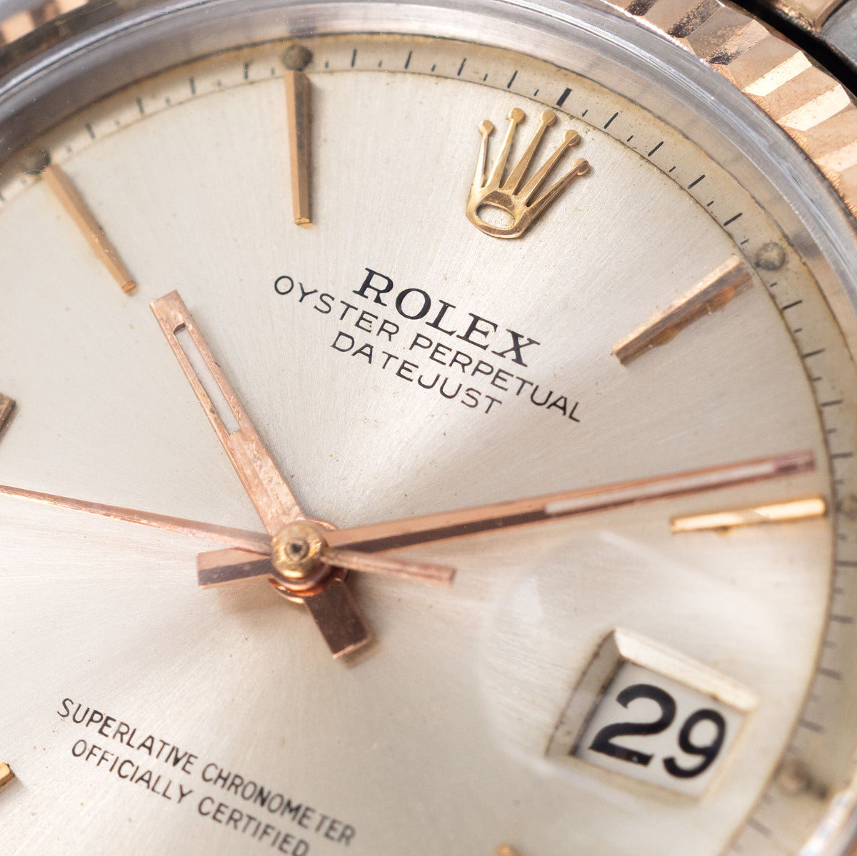 Rolex Datejust 1601 in Steel and Rose Gold Silver Dial