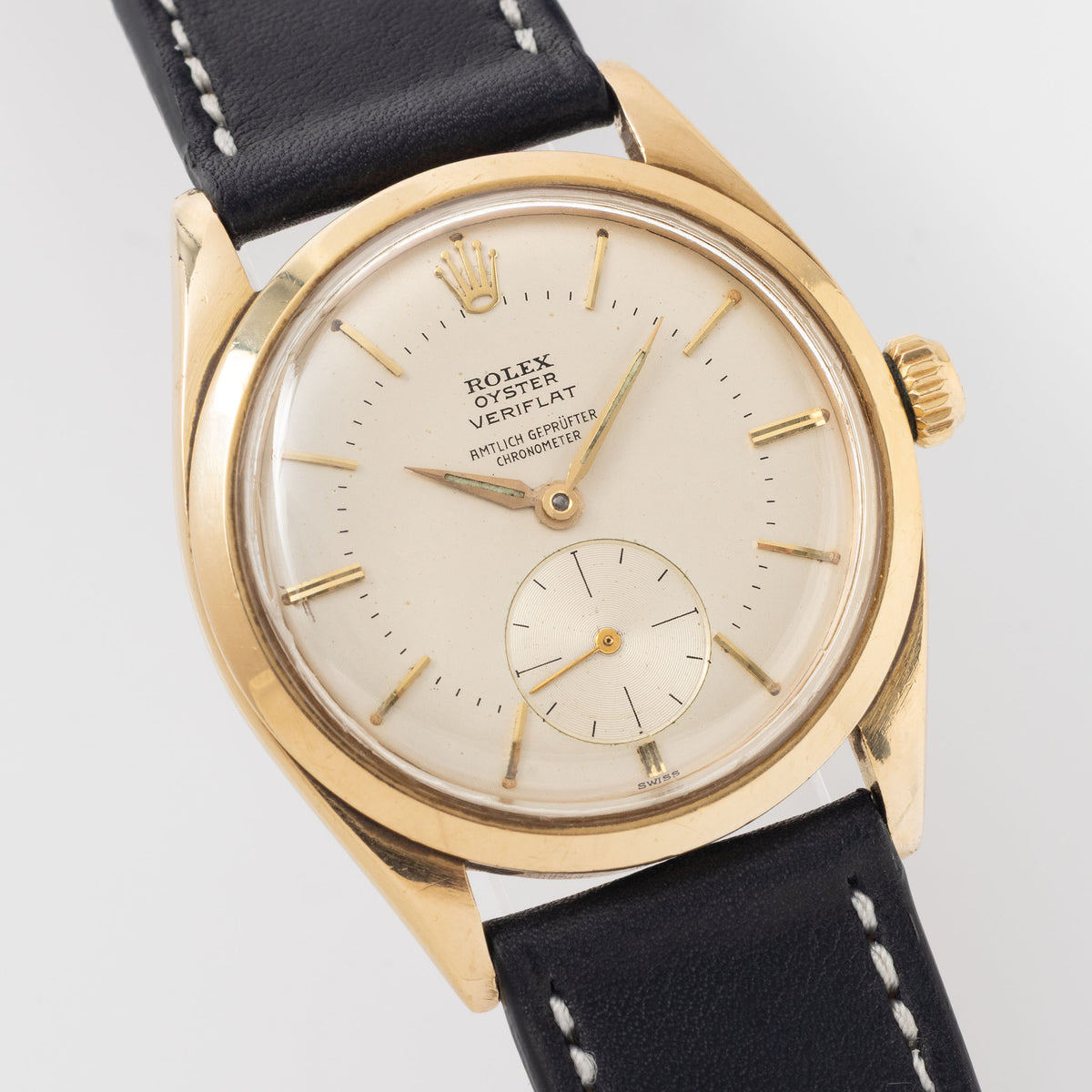 Rolex Oyster Veriflat Ref. 6512 Silver Dial "Amtlich Geprüfter Chronometer” in 18k Yellow Gold

