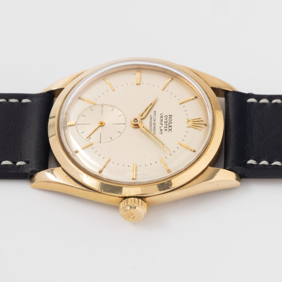 Rolex Oyster Veriflat Ref. 6512 Silver Dial "Amtlich Geprüfter Chronometer” in 18k Yellow Gold
