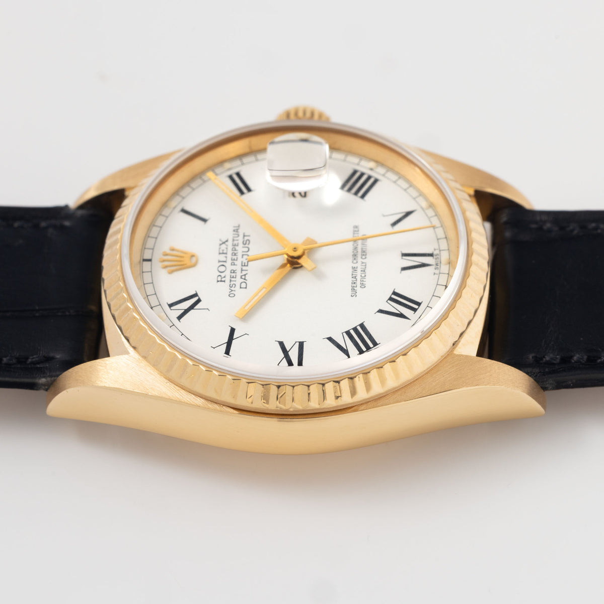 Rolex Datejust 16018 White Buckley dial in 18k Yellow Gold