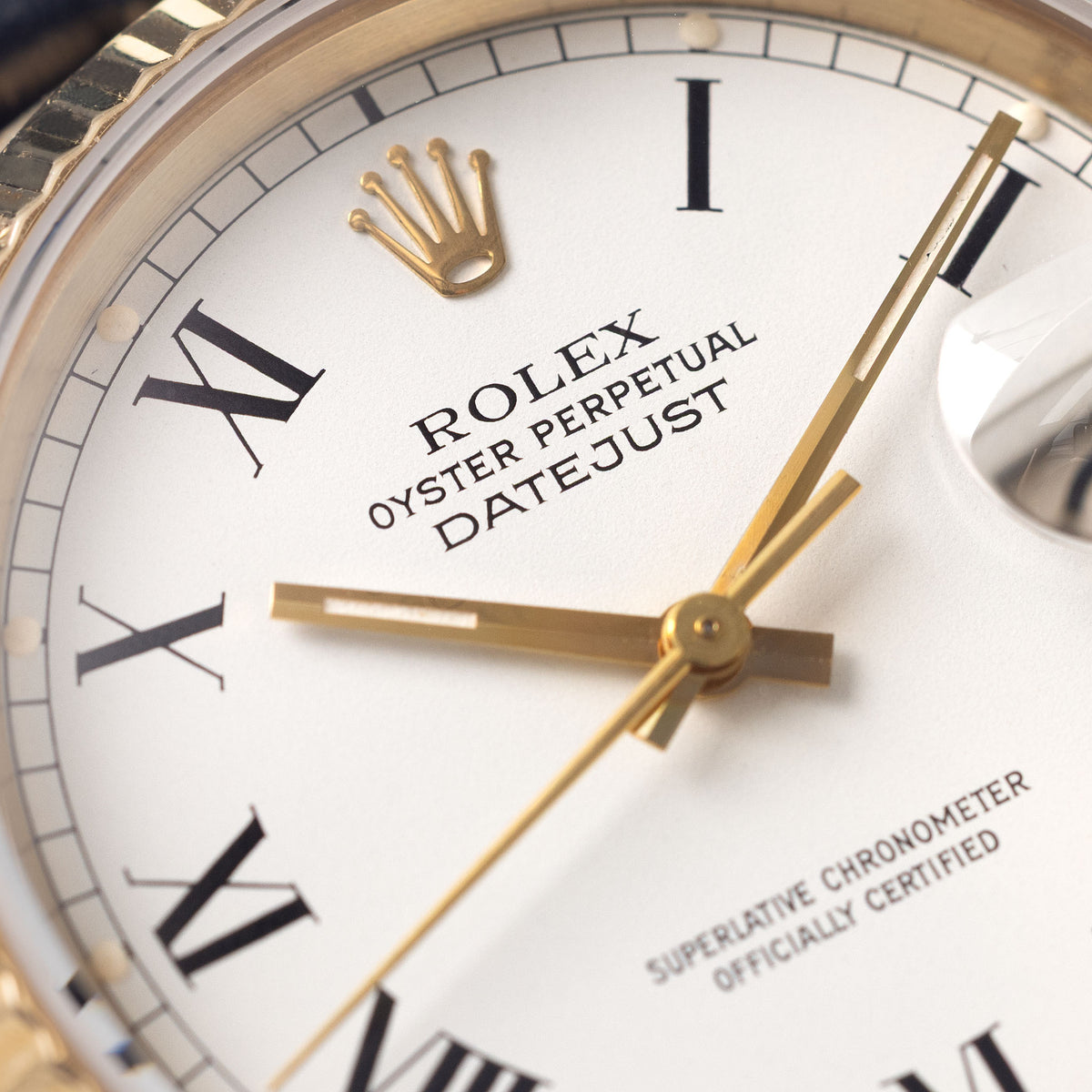 Rolex Datejust 16018 White Buckley dial in 18k Yellow Gold