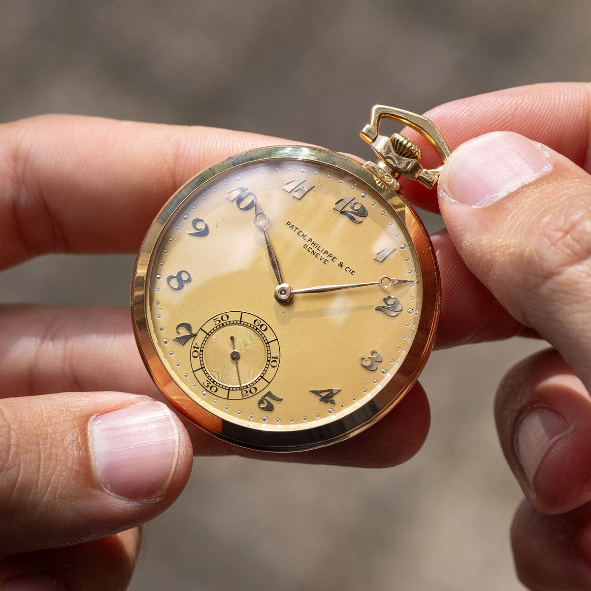 Patek Philippe Pocket Watch with Doré Breguet numerals Dial in 18k Yellow Gold