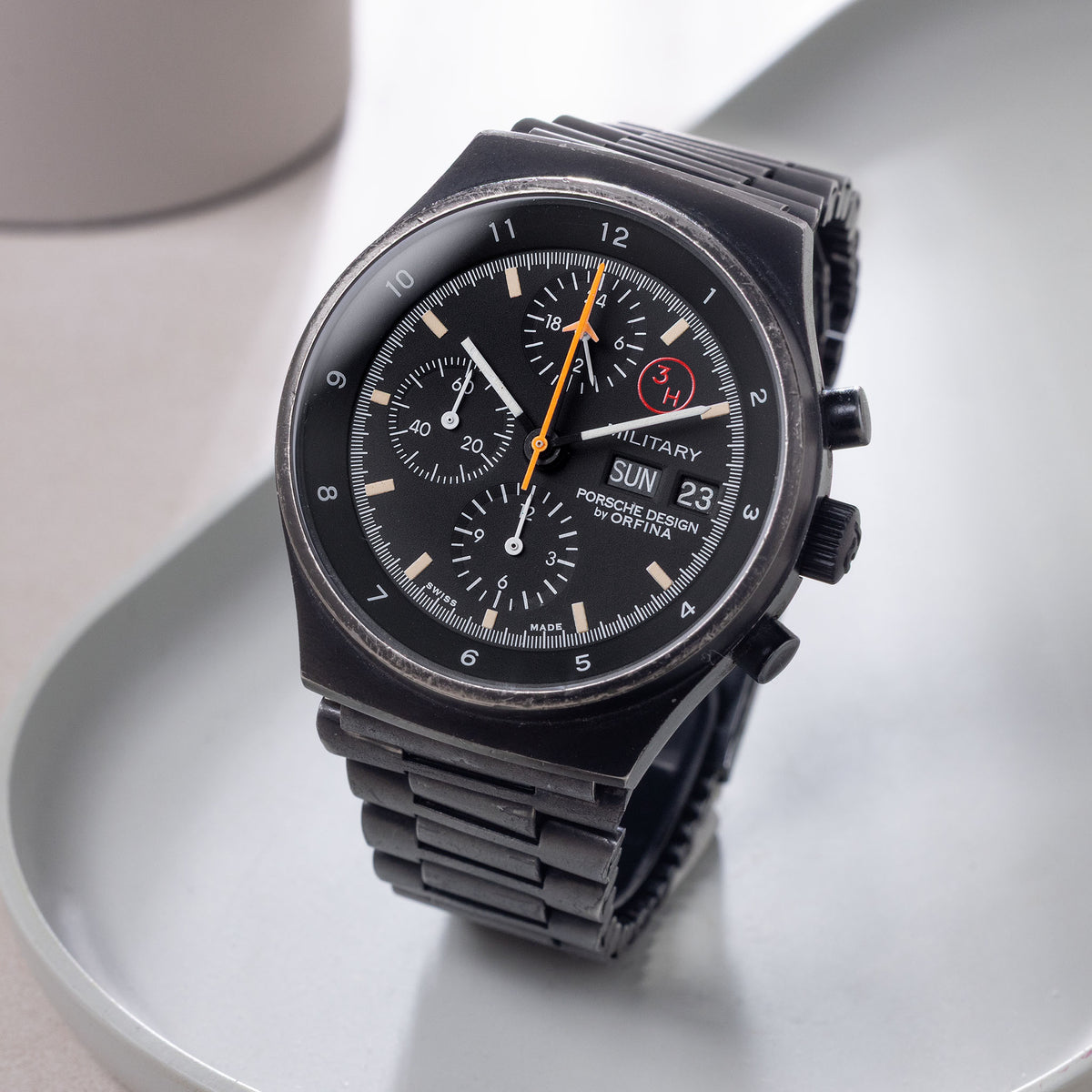 Porsche Design by Orfina Chrono 1 Military 3H Dial Black PVD-Case ref. 7177
