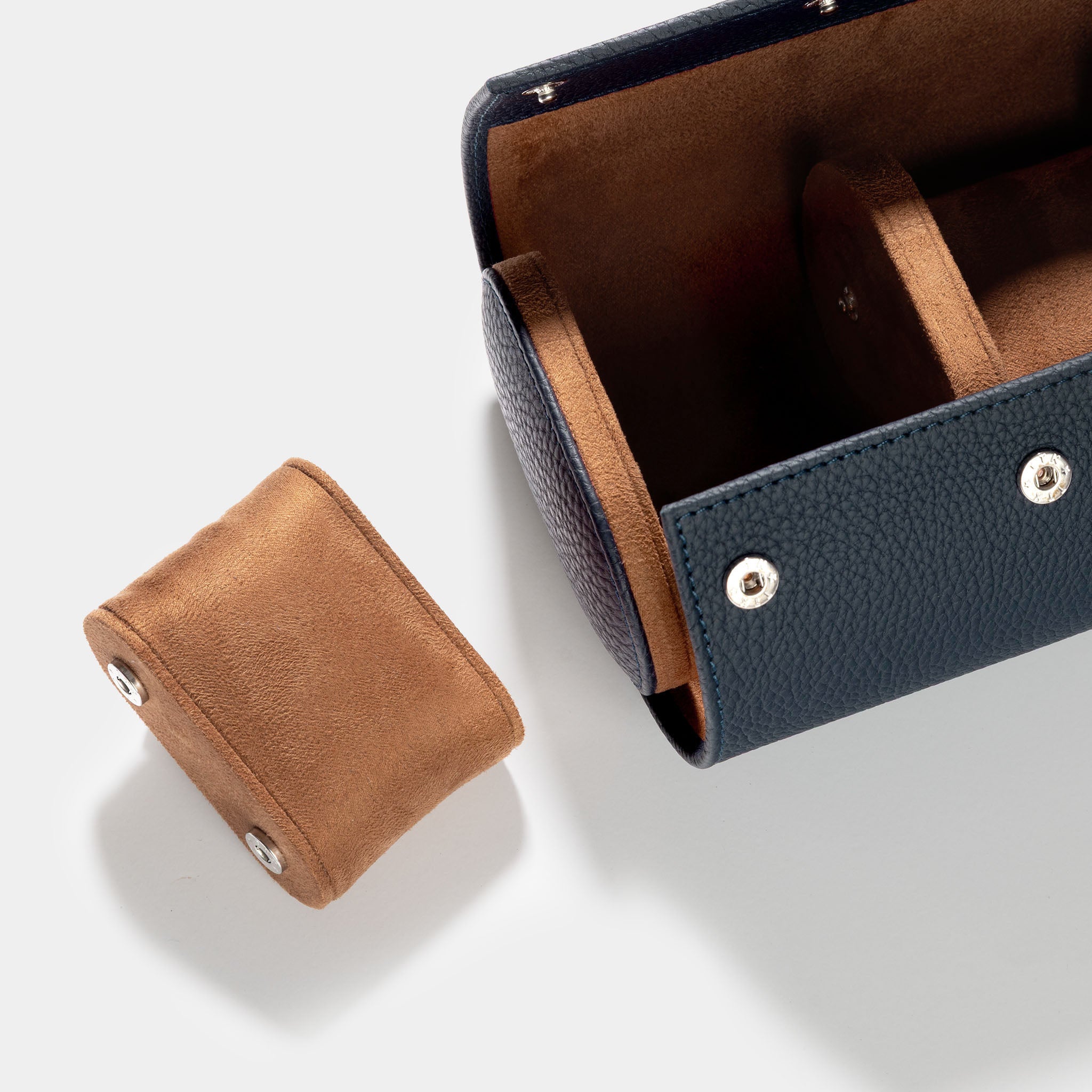 Oval 3 Watch Dark Blue Leather Watch Box